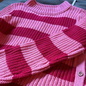 J Crew x The Reeds Collaboration Striped Mock Neck Sweater - Pink / Red Stripe